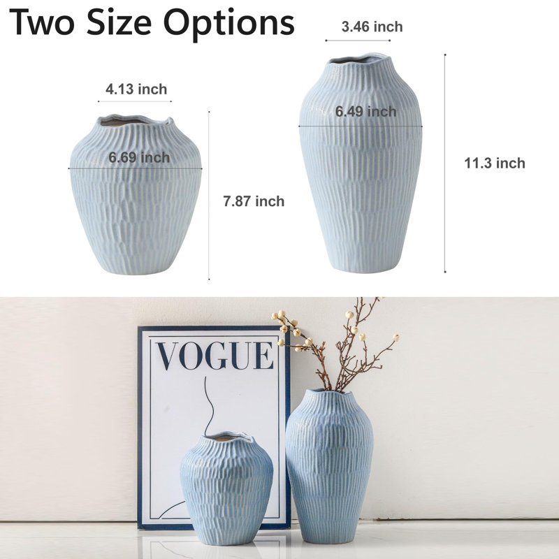 Modern Minimalist Blue Porcelain Vase, Leak-Resistant & Durable, Perfect For Fresh Or Dried Flowers, Ideal Gift For Weddings & Home Decor
