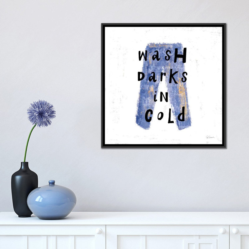 « blanchissage rules v », art textuel sur toile, H 18 po x l 18 po x P 1,5 po, Toile avec cadre noir, Pas de tapis