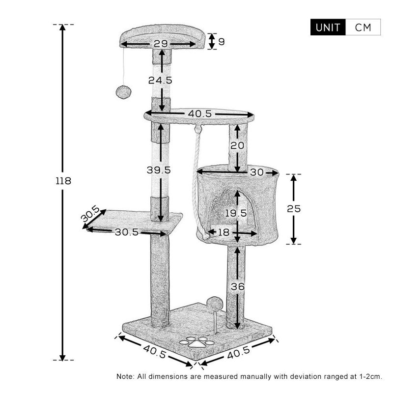 118 cm H Cat Tree / Condo, Brown