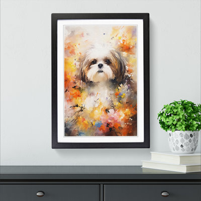 Shih Tzu Abstract - Single Picture Frame Print on Wood