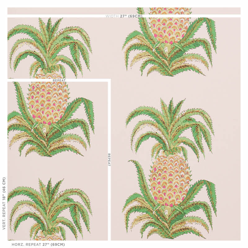 Papier peint ananas, Rosé
