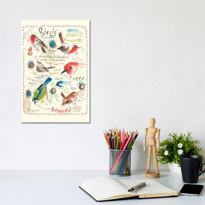 Birds In Your Garden IV by Michelle Campbell - Wrapped Canvas Print, 20.32 cm H x 30.48 cm W
