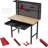 Heavy Duty Garage Workbench w/Pegboard, Wood Workbench with Tool Storage,Power Strip,LED Lighting,Industrial Work Table w/Drawers,Hanging Kits for Garage,Workshop,Basement