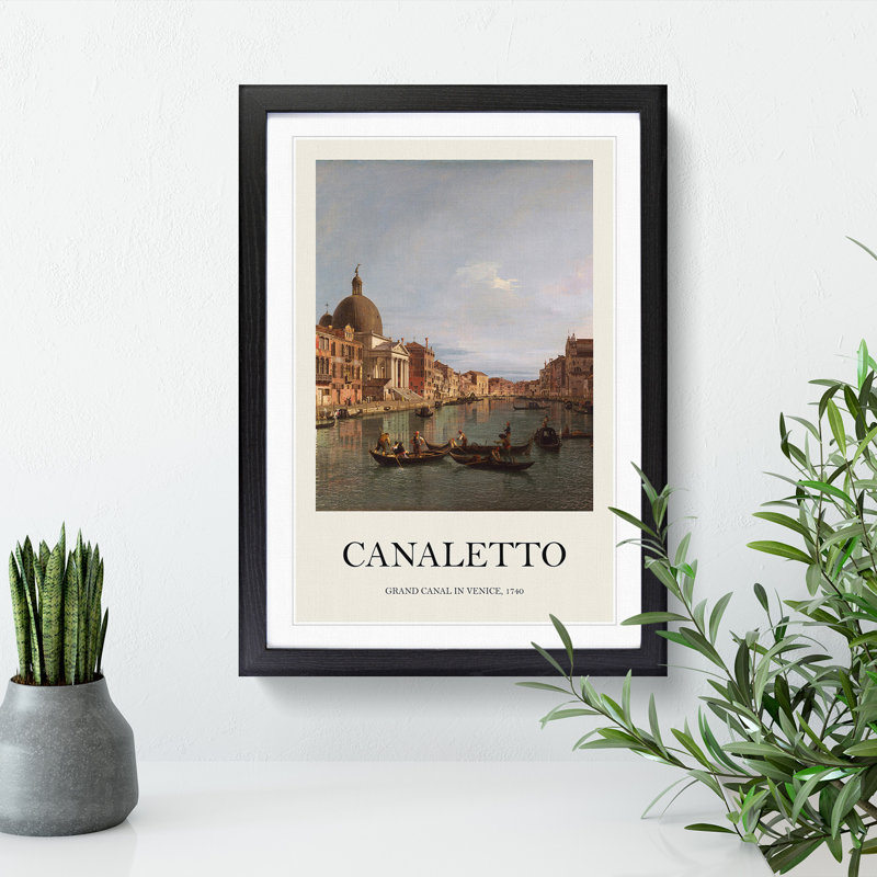 The Grand Canal in Venice by Giovanni Canaletto - Framed Print, Black Framed, 36cm H x 27cm W x 2cm D