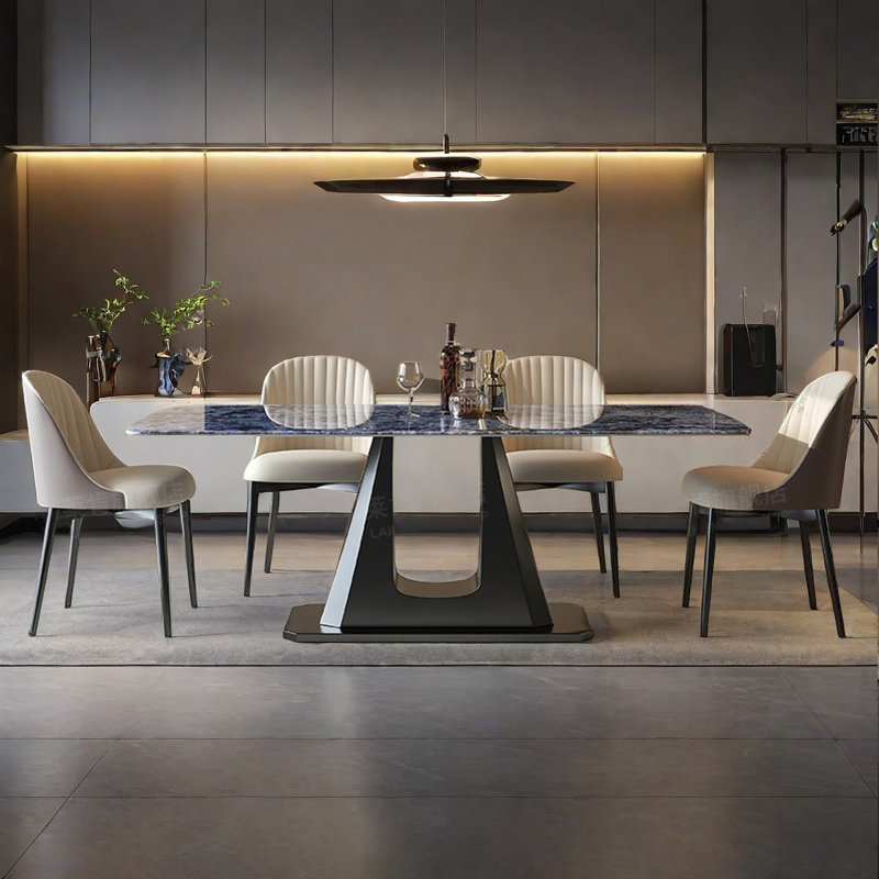 Rectangular Super Crystal Stone Dining Table Set, 29.9"H x 55.1"L x 31.5"W