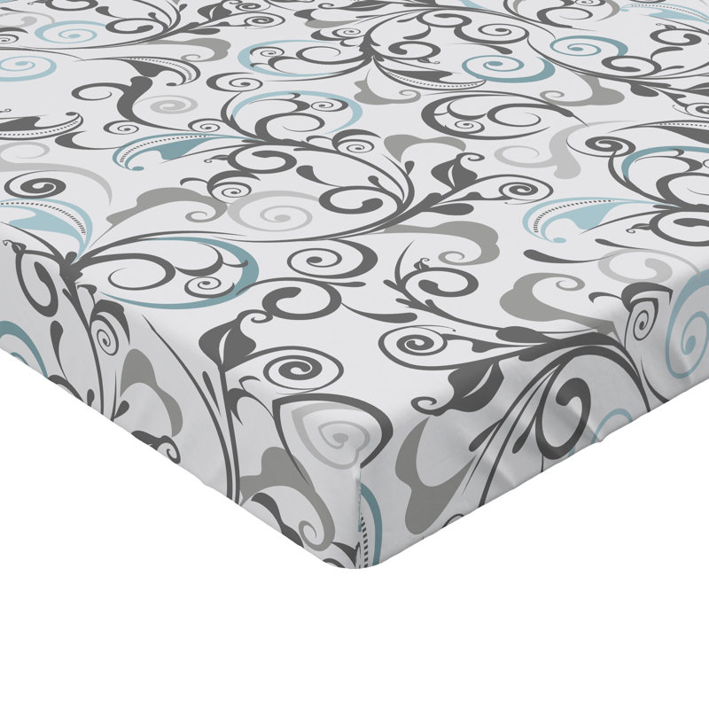 Drap-housse orange Ambesonne, Gris / bleu pâle / floral blanc, Drap-housse pour lit simple TG