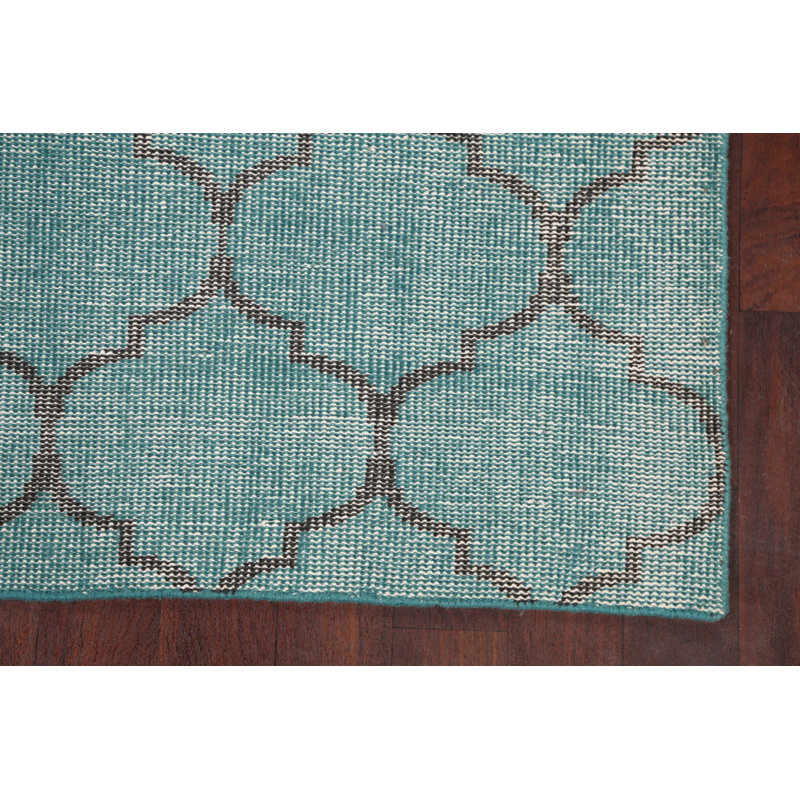 Tapis vert en laine noué à la main de conception unique 3 pi 8 po x 5 pi 7 po