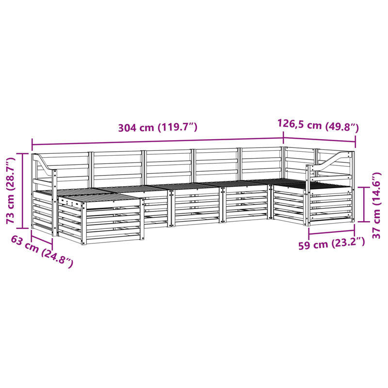 304cm Wide Patio Sectional Set