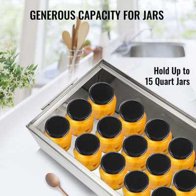 Water Bath Canner, 15 Quart Stove Top Canner Pot, Boiling Water Canners with 2 Canning Racks, 304 Food Grade Stainless Steel Large Stock Pot, Flat Bottom Brushed Canner, Holds 15 Quart Jars