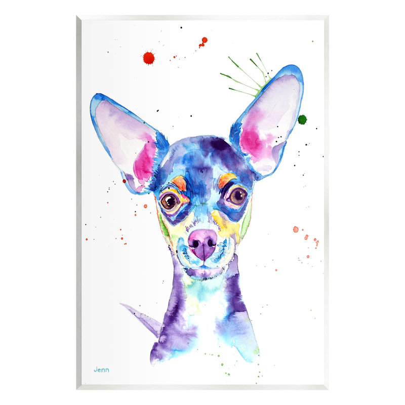 «Happy Chihuahua», art de la giclée par Jen Seeley, H 19 po x l 13 po x P 0,5 po, Bois
