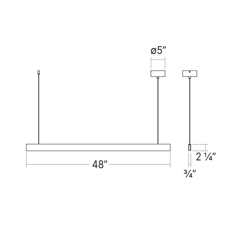 Luminaire suspendu Lithe, H 2,25 po x l 48 po x P 0,75 po, Noir texturé
