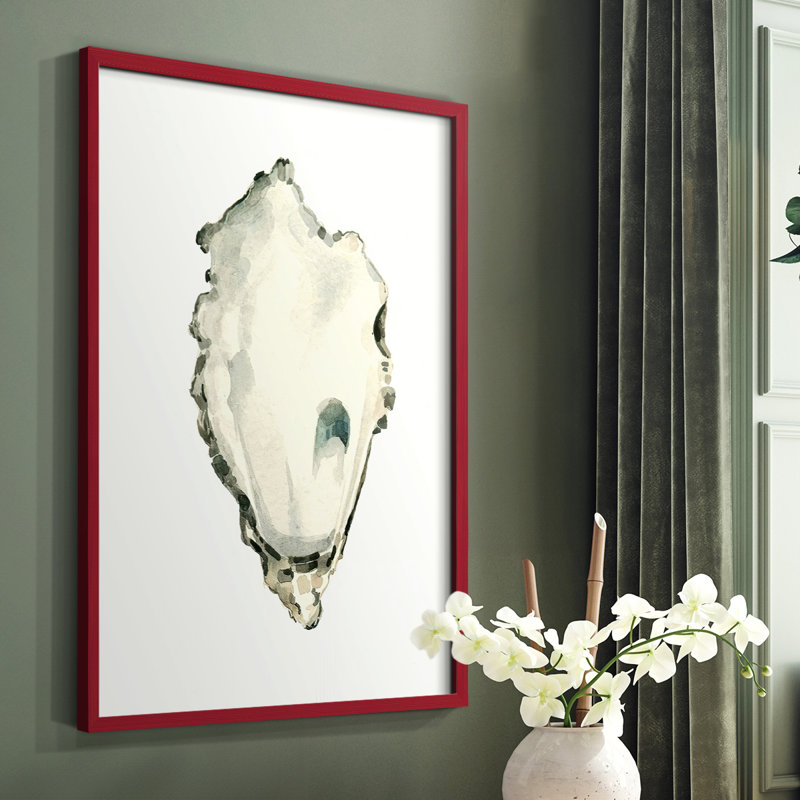 «Neutral Oyster Study IV», reproduction encadrée - bois massif, H 10 po x l 8 po, Cadre simple rouge