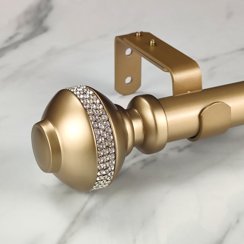 Igor Gold Iron Adjustable 1.125'' Single Curtain Rod, 72” - 144”