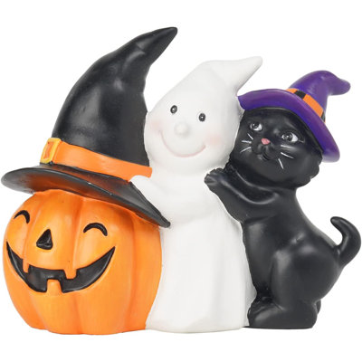 Halloween Decoration Ghost Figurine Cat-Statues - Halloween Decorations Indoor Cute Pumpkin Ghost And Cat Sculpture Resin Party Supplies Farmhouse Decor 4 * 2 * 3.5 Inch