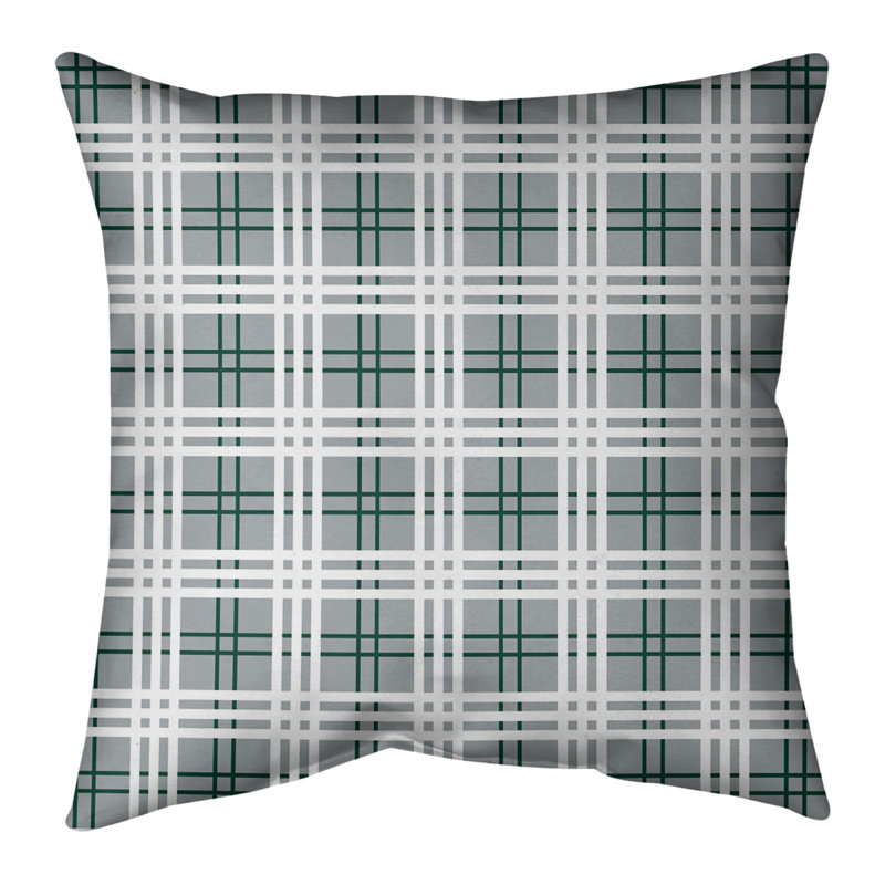 Housse de coussin Football Luxury, 16 po x 1 po, Faux suède, Gris / vert forêt / blanc