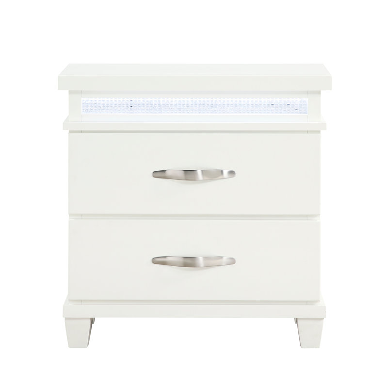 Table de chevet 2 lumières à DEL avec finition blanche