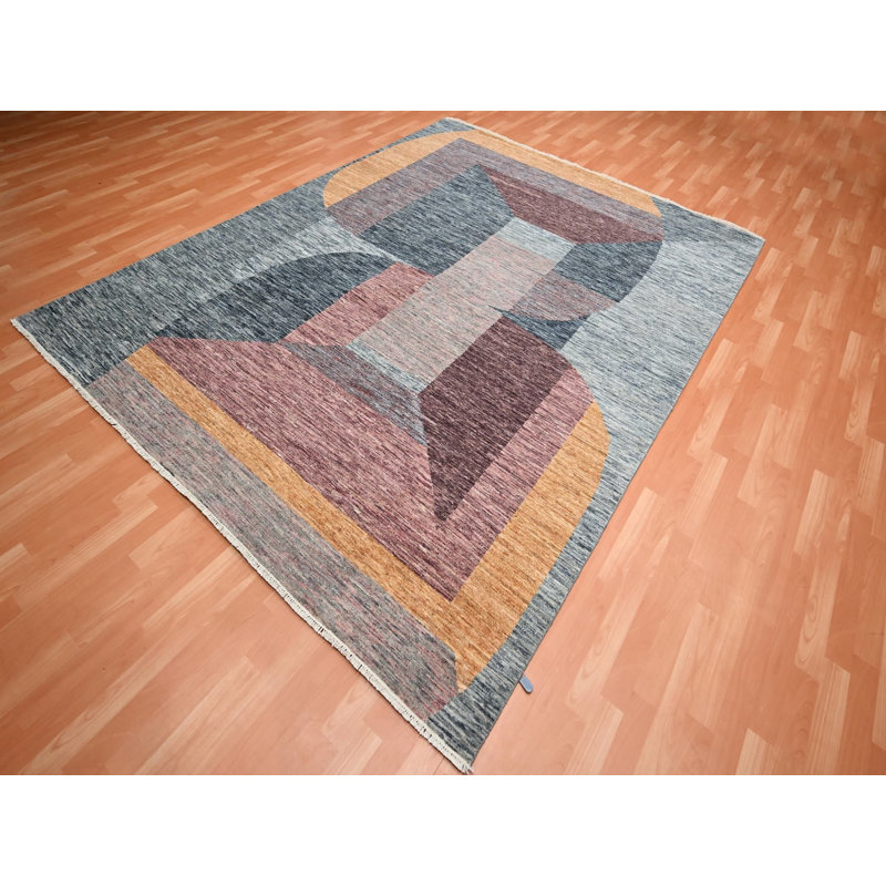 Tapis oriental rectangulaire gris en laine noué à la main 8 pi 0 po x 10 pi 0 po - MOA10275508