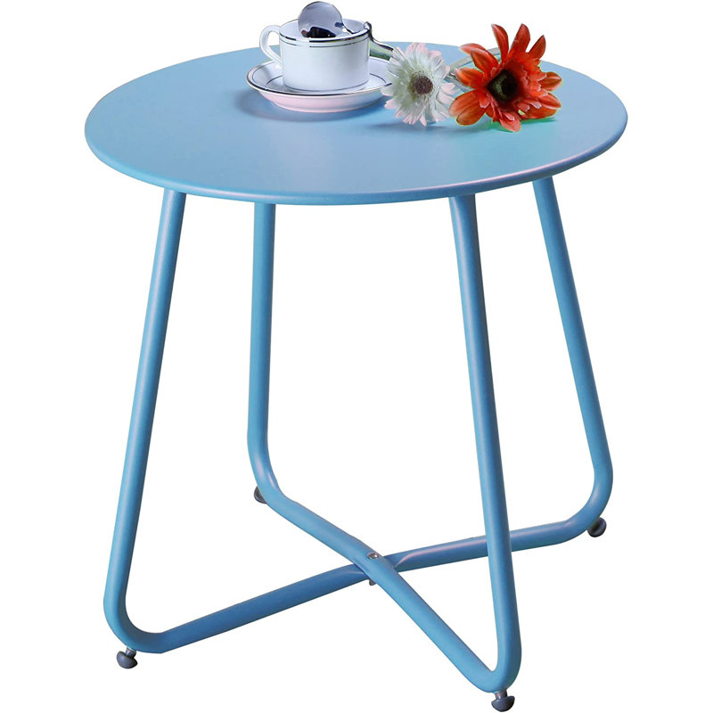 Table d'appoint en acier Ebern Designs, Bleu