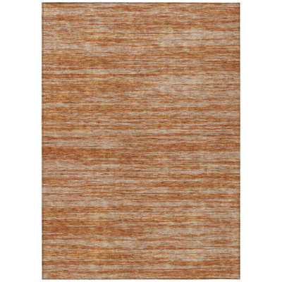 9' X 12' Copper And Rust Abstract Washable Indoor Outdoor Area Rug
