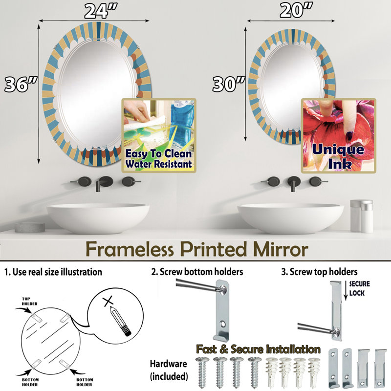 Camion - Miroir mural moderne ovale, 30 po x 20 po