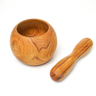 Wood Mortar And Pestle Set