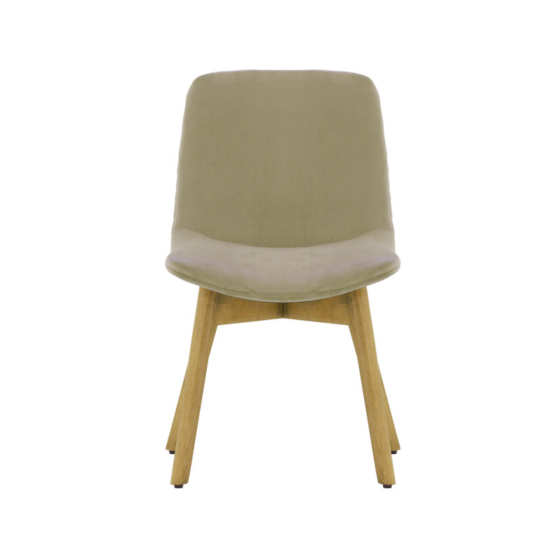 Jada 48cm H Velvet Upholstered Side Chair, Beige, Oak