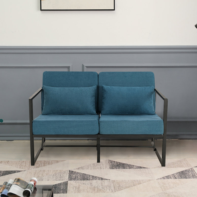 Sofas 2 Seater Armchair Living Room Sofa Linen Couch With Cushions Fabric Sofa Grey, Blue polyester
