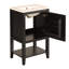 Meuble-lavabo de 20 po avec lavabo, armoire de salle de bain avec porte à fermeture douce, support de rangement et tablette ouverte, noir