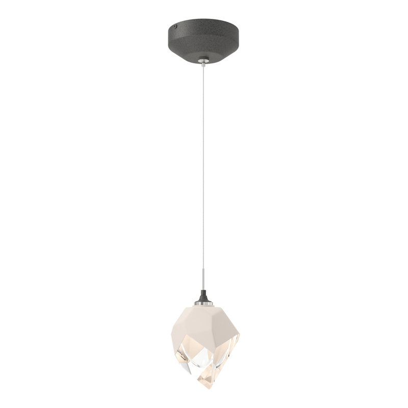 Luminaire suspendu géométrique à 1 lumière Chrysalis, Blanc, Fer naturel