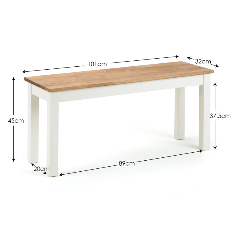 Carmel Solid Wood Bench, Ivory/Oak