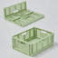 Paniers de rangement pliables en plastique avec poignées - 4 paniers de rangement empilables pour tablettes, garde-manger, placard, cuisine, salle de bain et bureau