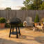 80cm Standing Height Fire Pit with Grill, Hot Plate and Mesh Spark Guard in Black