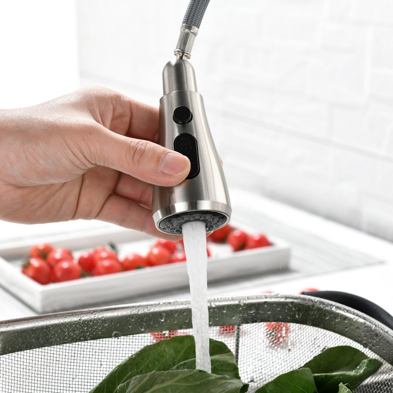 Robinet de cuisine monocommande à grande arche en nickel brossé