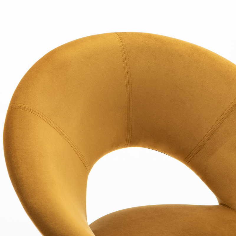 Fauteuil d'appoint contemporain en velours avec dossier ouvert Crivello, Jaune