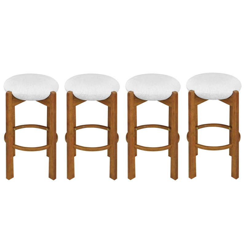 Ensemble de 4 tabourets de bar modernes Tara avec structure en bois d'hévéa et coussin rembourré Tara, Walnut