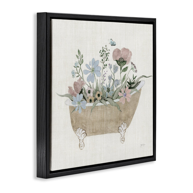Rustic Botanicals dans un cadre flottant de baignoire, design par Janet Tava, H 25 po x l 25 po, Cadre flottant noir de jais