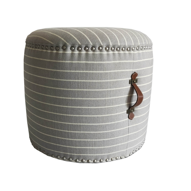 Gafna Upholstered Pouf, Gray Cotton Blend