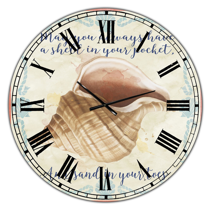 Sea Shells-B - Oversized Nautical & Coastal Wall Clock, Medium
