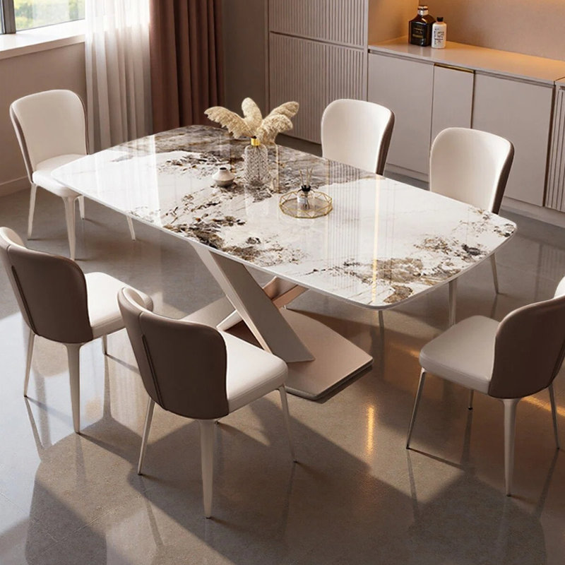 Table de salle à manger légère de luxe italienne, H 29,53 po x L 70,87 po x l 35,43 po
