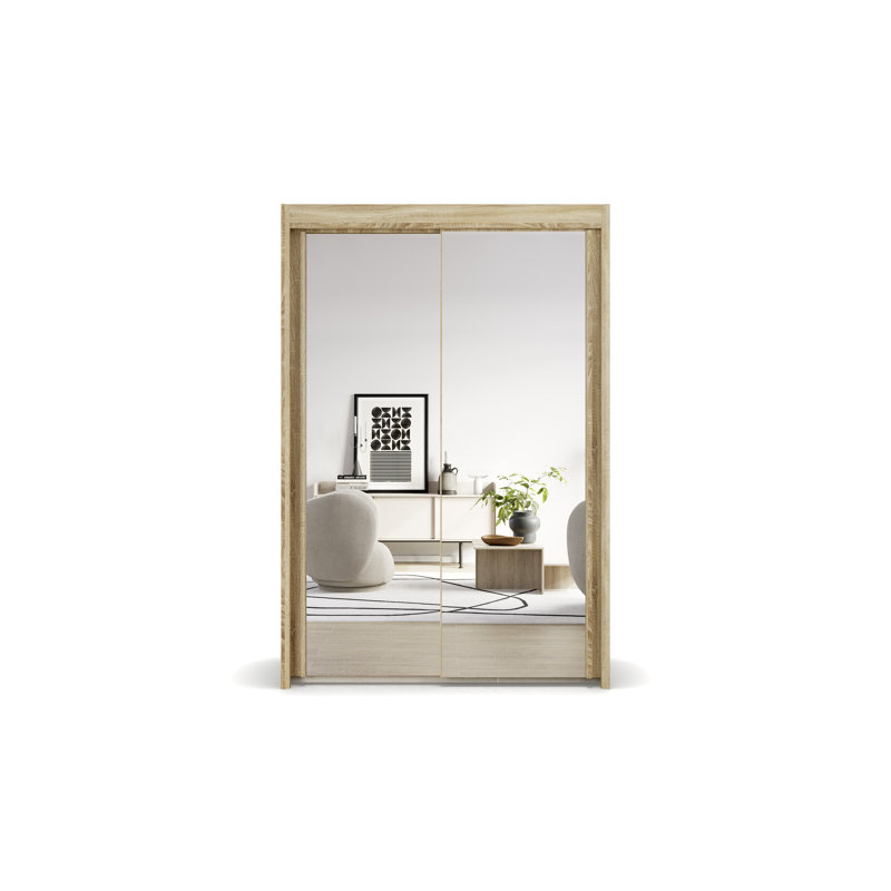 Imperial 2 Door Sliding Wardrobe, Sonoma oak, 223cm H x 151cm W x 65cm D
