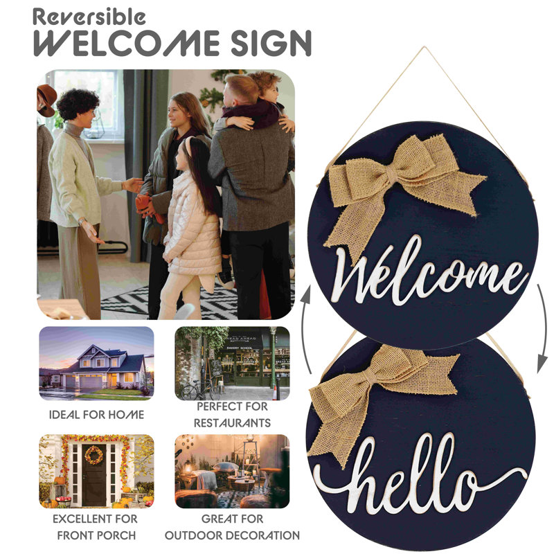 Décoration murale réversible Welcome Hello, Noir