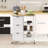 Rolling Kitchen Island Cart, Bar Serving Cart With Drawers, White