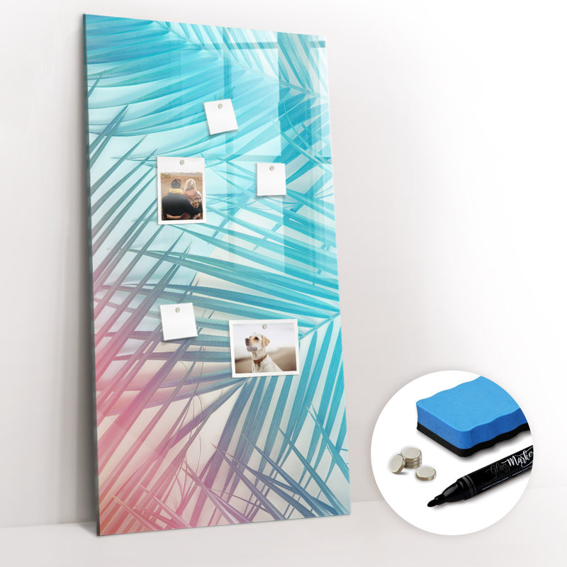 Magnetic Memo Board Whiteboard - 60 x 120 cm - With Marker and Magnets - Palm leaves