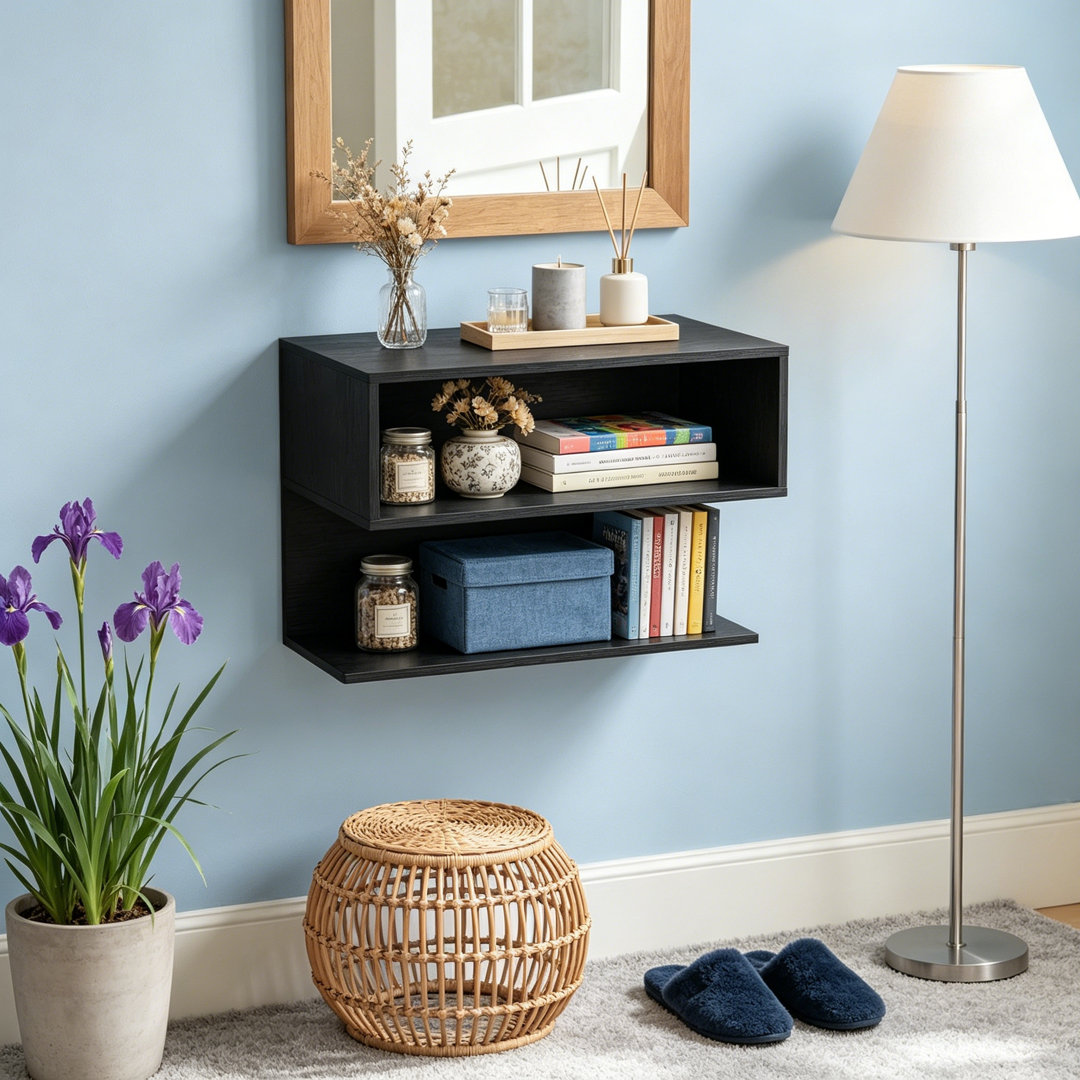 Floating Nightstand with Shelves for Bedroom Set of 2