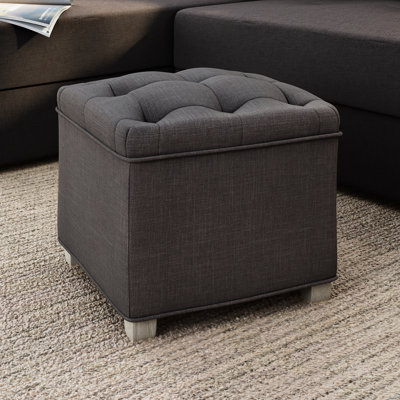 Moscato 39.6cm Wide Tufted Square Plaid Standard Ottoman with Storage