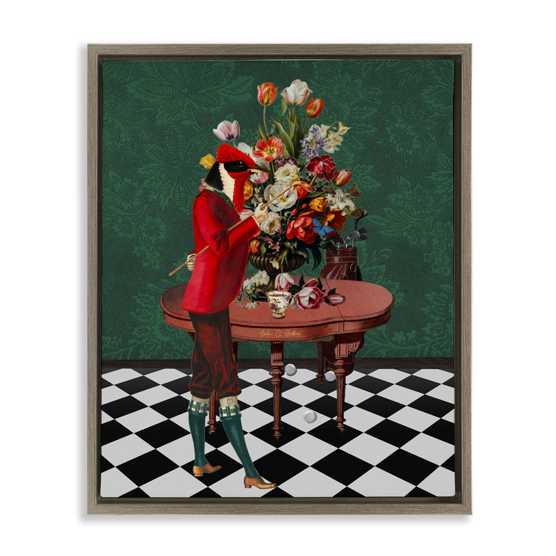 Art mural sur toile flottante de style classique avec personne et fleurs, design par Erika C. Brothers, H 21 po x l 17 po