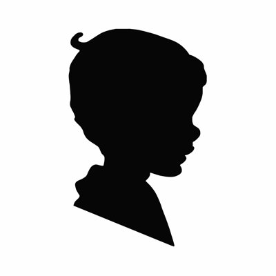 " Young Boy Silhouette Black White "