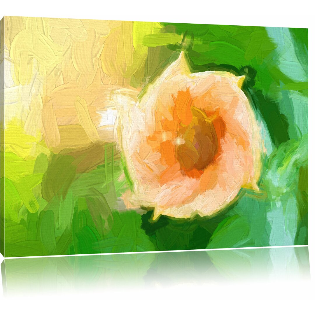 Leinwandbild "Orange Blume im Sonnenlicht", Grafikdruck