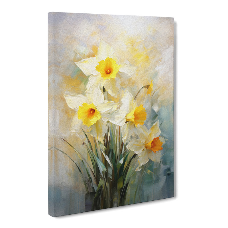 Daffodil Flower Impressionism No.3 - Wrapped Canvas Print, 50cm H x 35cm W x 3cm D