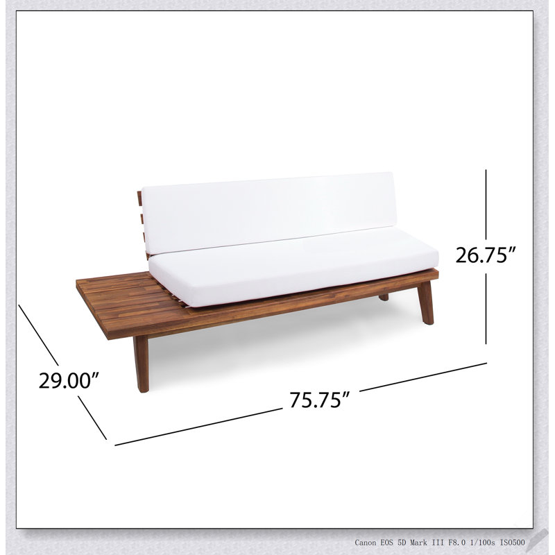 Canapé Hillcrest pour l'extérieur à 2 places avec bois d'acacia durable et coussins résistants à l'eau, parfait pour un décor moderne et traditionnel.